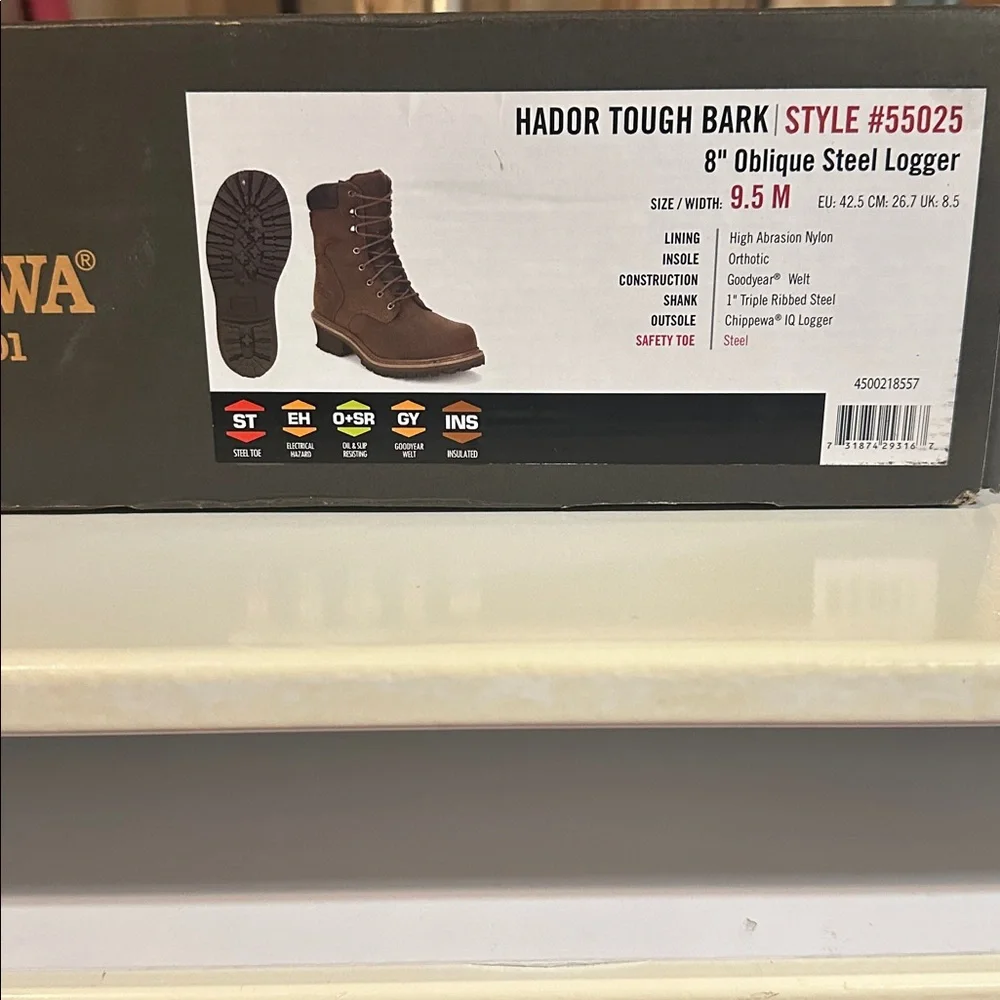 Chippewa Hador Tough Bark | Size 9.5 | 8” Oblique Steel Logger | NWT - Picture 7 of 7
